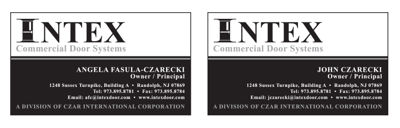 Intex Commercial Door Systems Business Card
